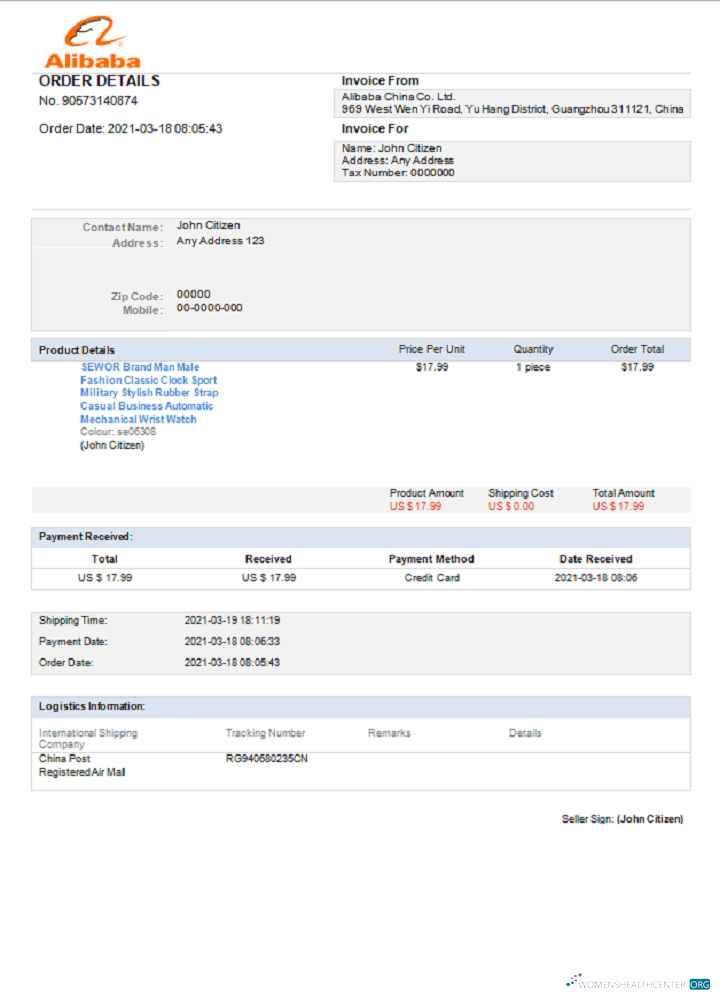 Download USA Alibaba invoice Photoshop template